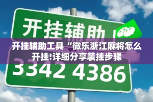 开挂辅助工具“微乐浙江麻将怎么开挂!详细分享装挂步骤