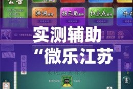 实测辅助“微乐江苏麻将万能开挂器通用版”科技辅助神器手机版
