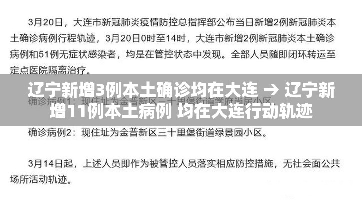 辽宁新增3例本土确诊均在大连 → 辽宁新增11例本土病例 均在大连行动轨迹 辽宁新增3例本土确诊均在大连 → 辽宁新增11例本土病例 均在大连行动轨迹