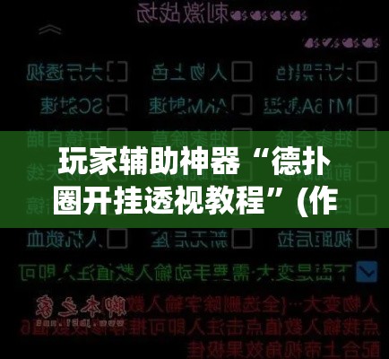 玩家辅助神器“德扑圈开挂透视教程”(作弊)辅助透视教程