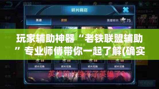 玩家辅助神器“老铁联盟辅助”专业师傅带你一起了解(确实有挂